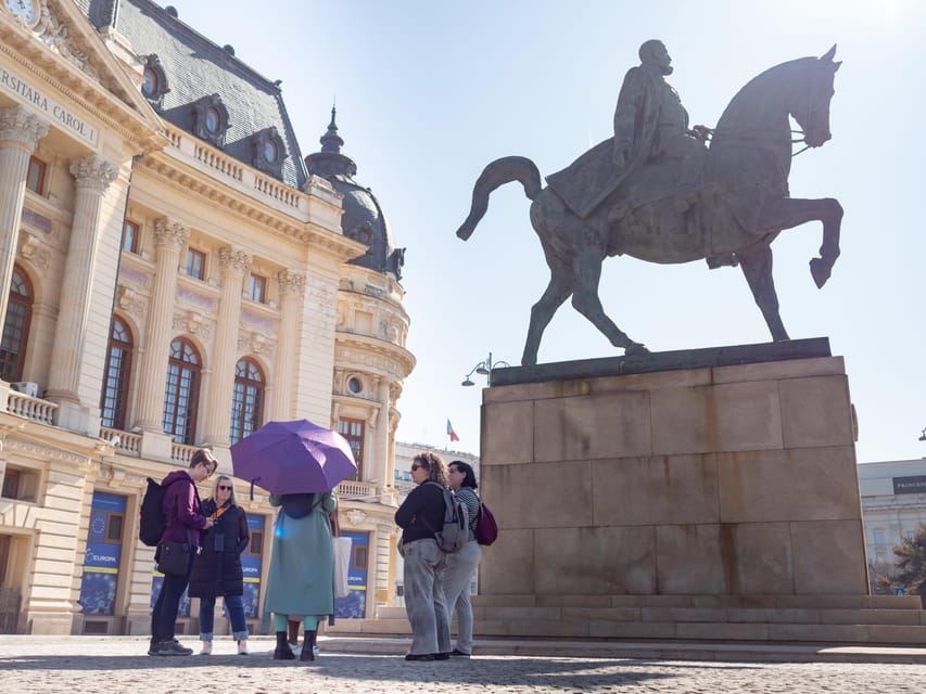 Bucharest: Small Group History, Art & Secrets Tour - Passages, umbrellas, and theatre façades
