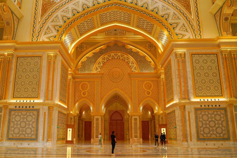 Dubai: Abu Dhabi Grand Mosque, Palace, and Heritage Village - Qasr Al Watan: the day’s most ornate interior