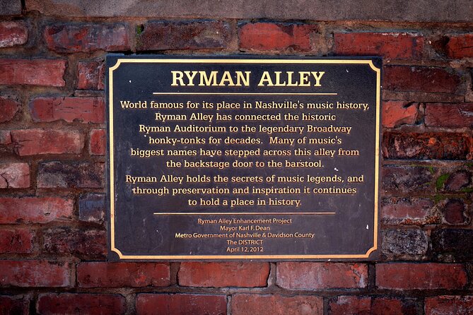 Nashville's Historic Electric Bike Tour - Printer’s Alley gives the route a different mood